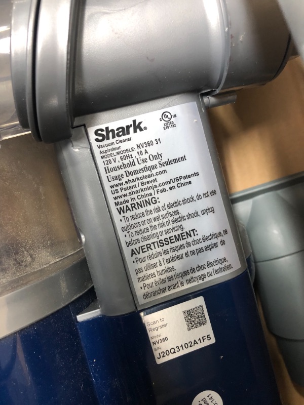 Photo 4 of *USED*
*MISSING manual and possibly other accessory pieces* 
Shark NV360 Navigator Lift-Away Deluxe Upright Vacuum with Large Dust Cup Capacity, HEPA Filter, Swivel Steering, Upholstery Tool & Crevice Tool, Blue
