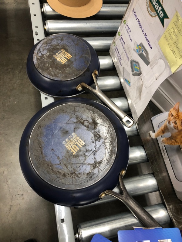 Photo 3 of *USED*
Blue Diamond Cookware Diamond Infused Ceramic Nonstick 9" and 11" Frying Pan Skillet Set, PFAS-Free, Dishwasher Safe, Oven Safe, Blue
