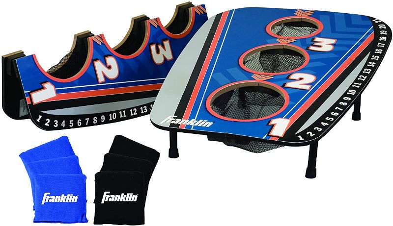 Photo 1 of *USED*
*MISSING 1 blue bag and manual*
Franklin Sports 3 Hole Cornhole Foldable Toss Set - Includes 6 Bean Bags
