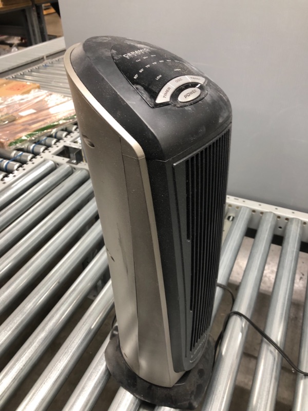 Photo 2 of *USED*
*MISSING remote and manual* 
Lasko Lasko-22 Digital Ceramic Oscillating Remote (751320) Tower Heater, 8.5 x 7.25 x 23 inches, Grey/Black
