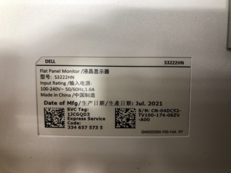 Photo 1 of Dell S3222HN 32-inch FHD 1920 x 1080 at 75Hz Curved Monitor, 1800R Curvature, 8ms Grey-to-Grey Response Time (Normal Mode), 16.7 Million Colors, Black