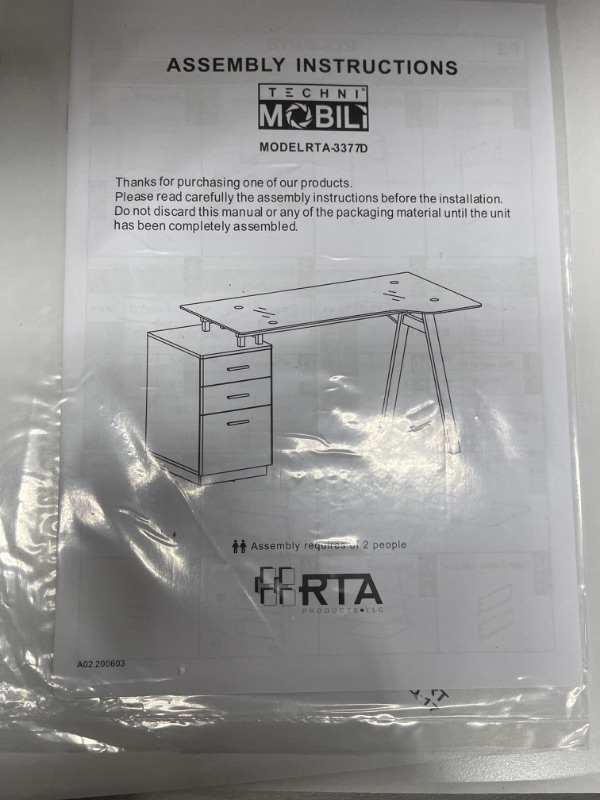 Photo 3 of **INCOMPLETE,, BOX 2 OF 2, MISSING BOX 1**
Modern Home Office Computer Desk with Smoke Tempered Glass Top & Storage White - Techni Mobili

