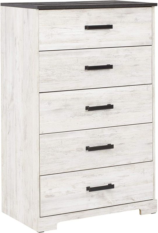 Photo 1 of **DAMAGED SEE PICTURE **
Signature Design by Ashley Shawburn Modern Farmhouse 5 Drawer Chest of Drawers, Two-Tone Whitewash
