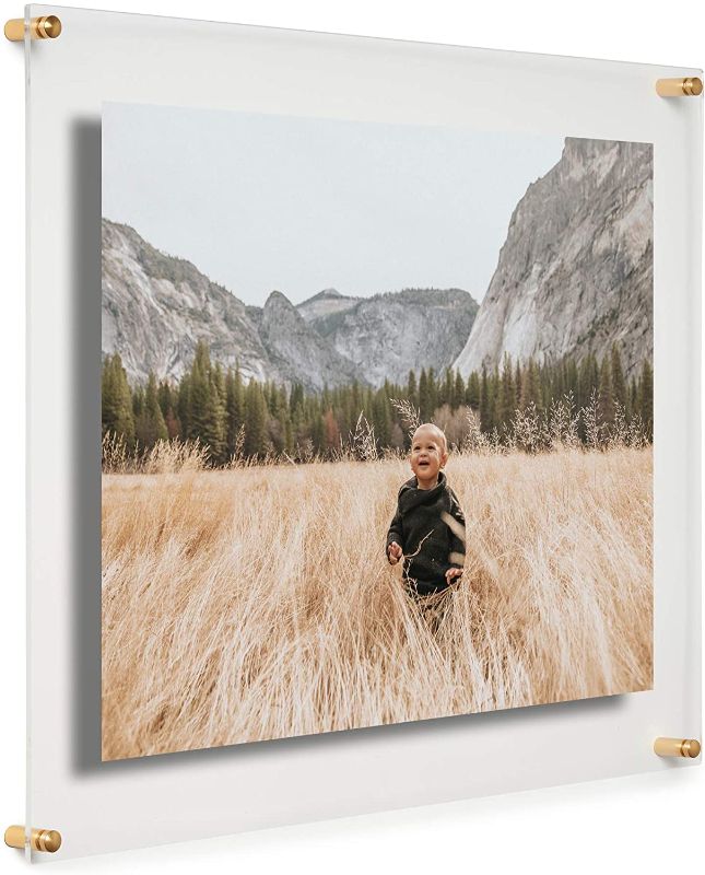 Photo 1 of Cool Modern Frames Clear Floating Double Panel Acrylic Picture Frame, 16x20-Inch, Gold Hardware