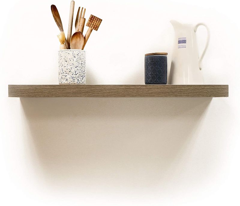 Photo 1 of Lewis Hyman, 9602048E, InPlace Shelving, Floating Shelf with Invisible Brackets, 35.4 Inch Wide x 2 Inch Height x 10.2 Inch Depth, Rustic Wood