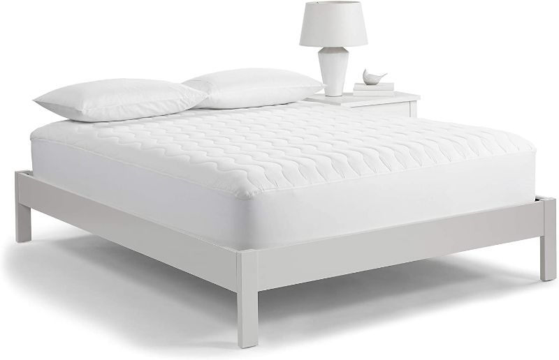 Photo 1 of SERTA Perfect Sleeper Basic Comfort Mattress Pad, Air Dry Moisture Wicking, Microfiber Fill, Scotchgard Stain Release, Antimicrobial Odor Protection, Cooling, Cal King, White