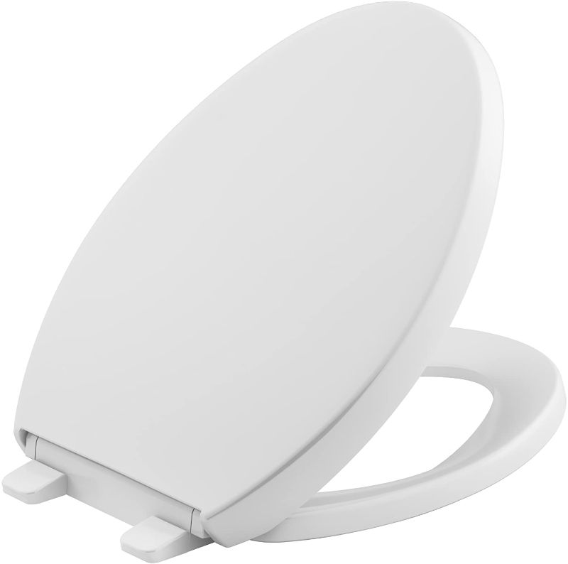 Photo 1 of KOHLER K-4008-0 Reveal Quiet-Close with Grip-Tight Bumpers Elongated Toilet Seat in White