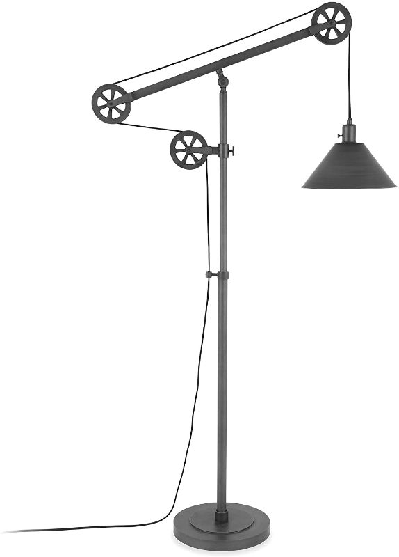 Photo 1 of Henn&Hart Traditional Metal Floor Lamp with Pulley System in Aged Steel
