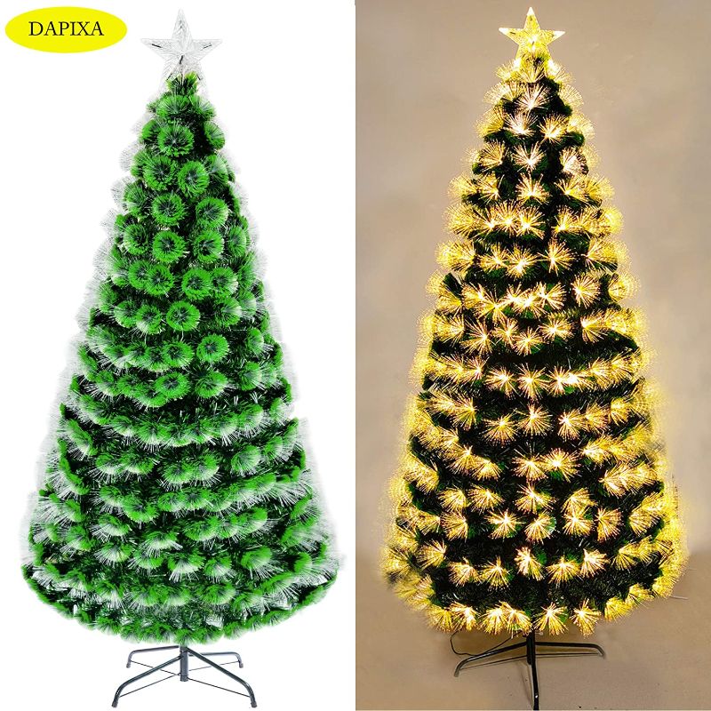 Photo 1 of Artificial Christmas Tree with Christmas Tree Decorations, Lifelike Christmas Trees with Solid Metal Stand for Home, Office, Christmas Party Decoration or Outdoor Decoration (LED, 7ft) …