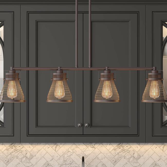 Photo 1 of Inlight Rustic Industrial Chandelier 4 Light, Oil Rubbed Bronze, Adjustable Farmhouse Vintage Chandelier Light Fixture Hanging Ceiling for Dining Room, Bulb Not Included, E26, ETL Listed, IN-0331-4-BZ

//USED, MISSING MANUAL 