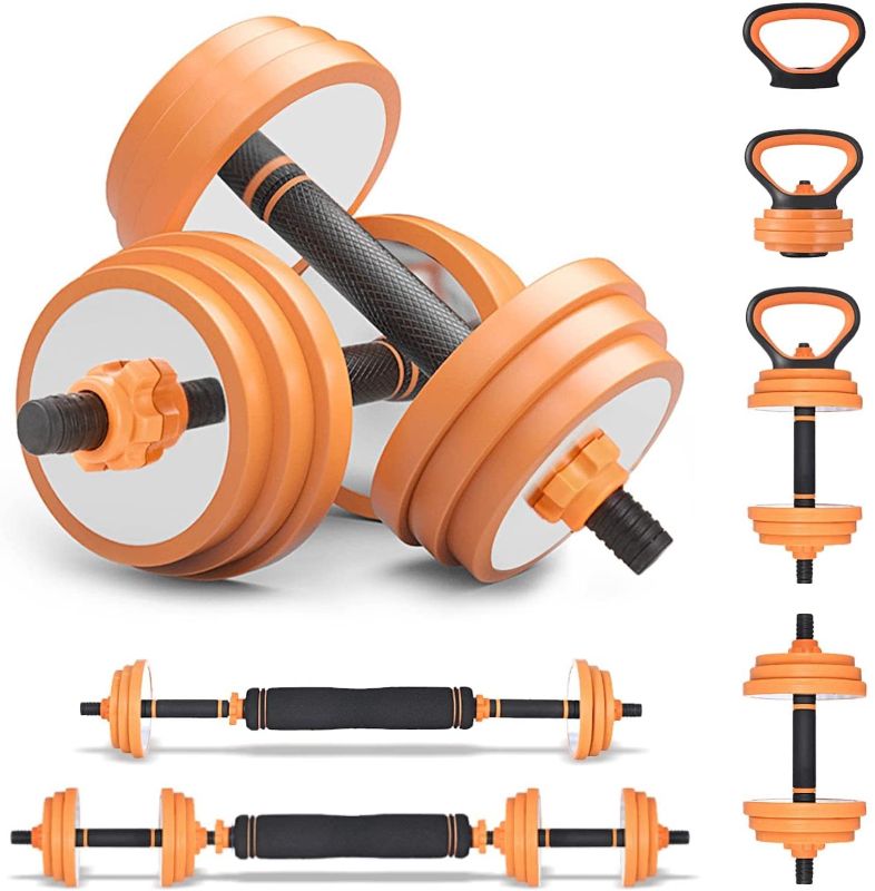 Photo 1 of **INCOMPLETE, AND DAMAGED**
EILISON Adjustable Dumbbell Barbell Weight Pair, Solid Steel Material 44LB, Free Weights 3-in-1 Set, Non-Slip Neoprene Hand, All-Purpose, Home, Gym, Office
