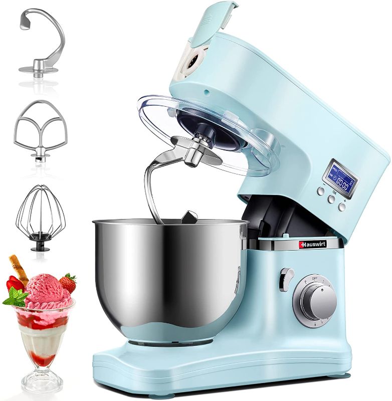 Photo 1 of HAUSWIRT Stand Mixer, 1000W 8-Speed LCD Display Timer Tilt-Head Food Mixer, 5.3-QT Kitchen Electric Mixer with Dishwasher-Safe Dough Hook, Beater, Whisk, Multipurpose Grinder Blender
