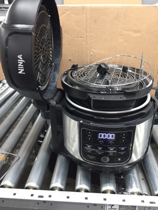 Photo 2 of Ninja OS301 Foodi 10-in-1 Pressure Cooker and Air Fryer with Nesting Broil Rack, 6.5 Quart, Stainless Steel
