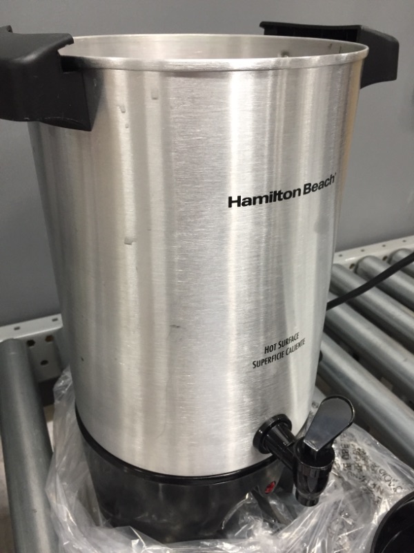 Photo 3 of **PRE-USED** Hamilton Beach Coffee Urn - 42 Cup(s) - Multi-serve - Silver - Aluminum