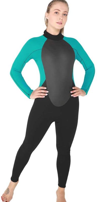 Photo 1 of REALON Wetsuit Women 3mm Full Body 5mm Neoprene Surfing Scuba Diving Snorkeling Wet Suit 4mm Girls Cold Water Swimsuit
 large