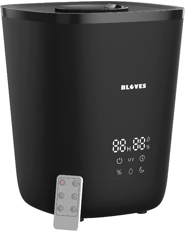 Photo 1 of Top-Fill Cool Mist Humidifier - BLOVES 4.5L Humidifier for Bedroom Large, Baby room, Essential Oil Diffuser, Whisper Quiet, Auto Shut-off, Sleep Mode, LED display Customized Humidity, Remote Control

//POWERS ON, DIRTY//
