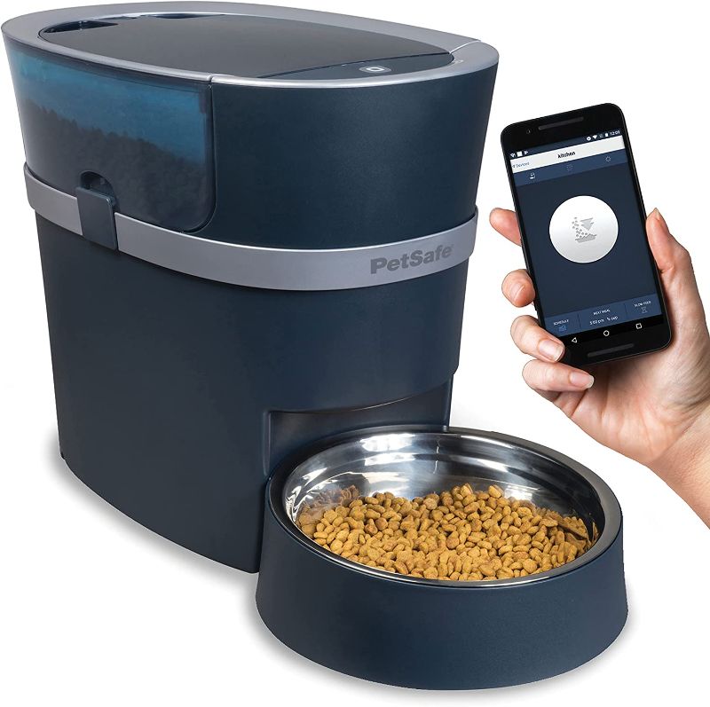 Photo 1 of **PREVIOUSLY USED, STILL HAS FOOD CRUMBS INSIDE, COULD NOT TEST FUNCTIONALITY** 
PetSafe Smart Feed Automatic Dog and Cat Feeder - Smartphone - Wi-Fi Enabled for iPhone and Android Smartphones
