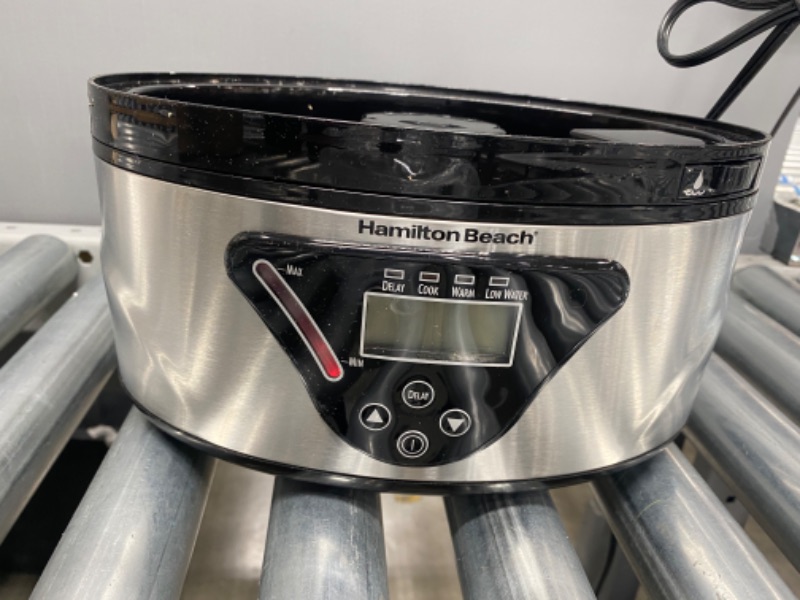 Photo 1 of **WITHOUT MANUAL**
Hamilton Beach Digital Food Steamer for Quick, Healthy Cooking with Stackable Two-Tier Bowls for Vegetables and Seafood Plus Rice Basket, 5.5 Quart, Black & Stainless Steel
