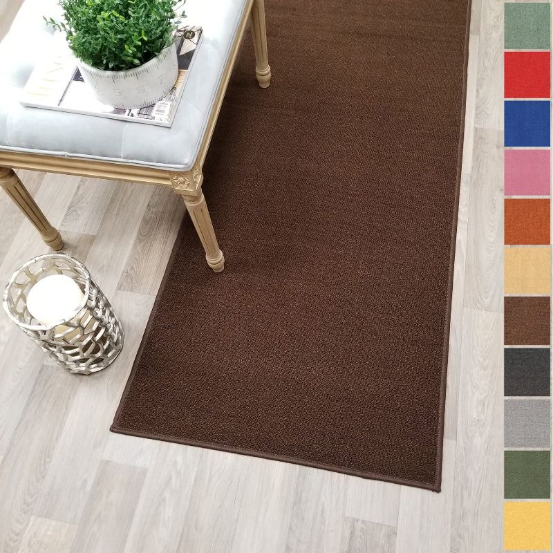 Photo 1 of **PHOTO USED FOR REFERENCE, COLOR IS LIGHT BROWN**
Custom Size Brown Solid Plain Rubber Backed Non-Slip Hallway Stair Runner Rug Carpet 22 inch Wide Choose Your Length 22in X 4ft
