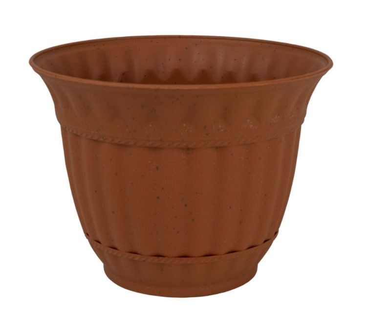 Photo 1 of 12-PACK : Misco 6 Inch Sienna Burn Plastic Attached Saucer Milano Flower Pot or Garden Planter