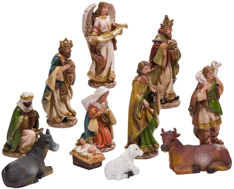 Photo 1 of ** one of the figures is damaged** Kurt Adler 6" Nativity Set with 11 Figures
