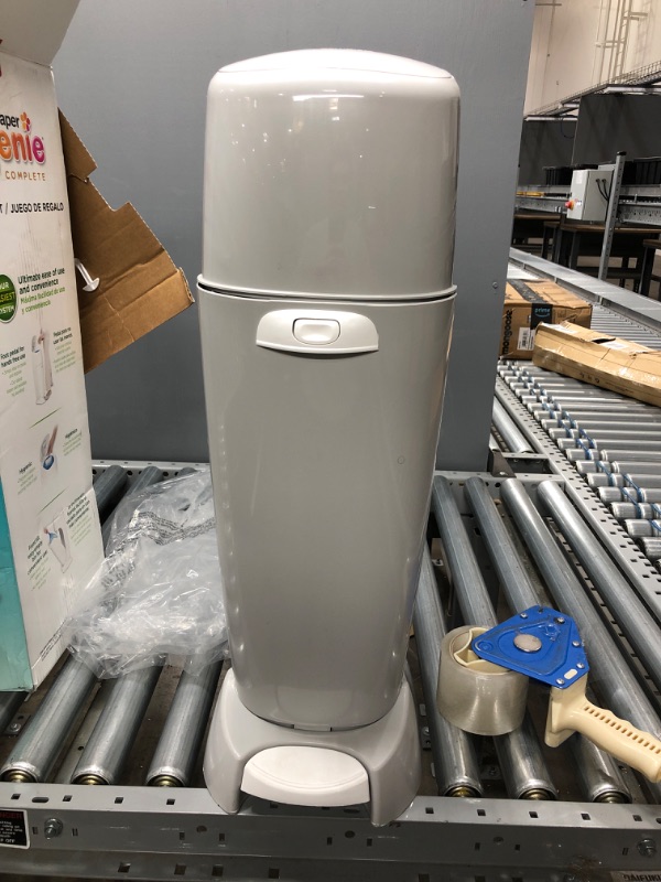 Photo 3 of **MISSING FILTERS** Playtex Baby Diaper Genie Complete NEW Diaper Pail, with 3 Max Fresh Diaper Pail Refills, Grey, Amazon Exclusive
