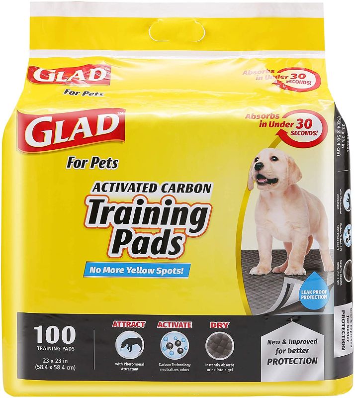 Photo 1 of **OPENED** Glad for Pets Black Charcoal Puppy Pads-New & Improved Puppy Potty Training Pads That ABSORB & NEUTRALIZE Urine Instantly-Training Pads for Dogs, Dog Pee Pads, Pee Pads for Dogs, Dog Crate Pads
