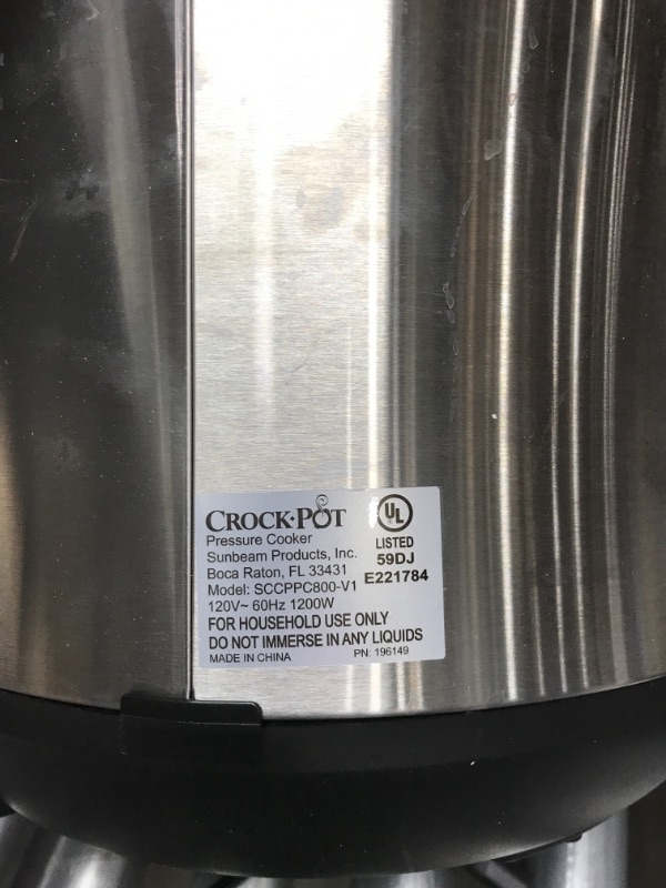 Photo 4 of *READ BELOW** Crockpot SCCPPC800DS 8 Qt. XL Express Crock Pressure Cooker
