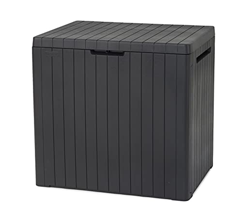 Photo 1 of *READ BELOW** Keter City 30 Gallon Resin Deck Box for Patio Furniture, Pool Accessories, and Storage for Outdoor Toys, Grey
