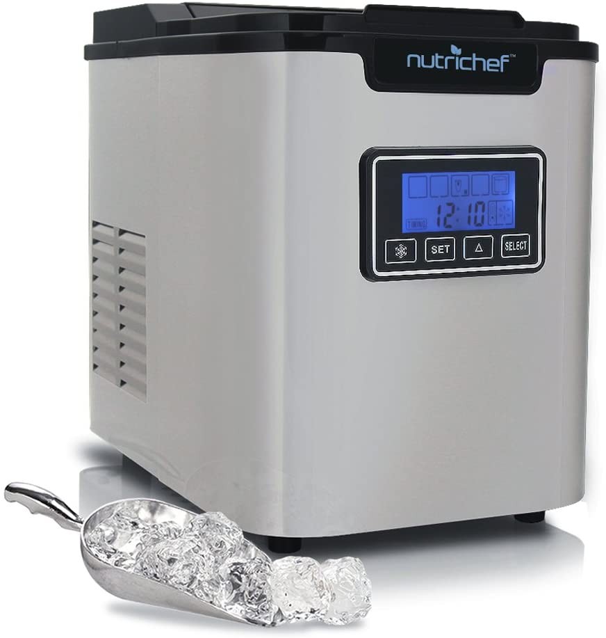 Photo 1 of **PARTS ONLY** Upgraded Digital Ice Maker Machine - Portable Stainless Steel, Stain Resistant Countertop w/Built-In Freezer, Over-Sized Ice Bucket Ice Machine w/Easy-Touch Buttons, Silver - NutriChef