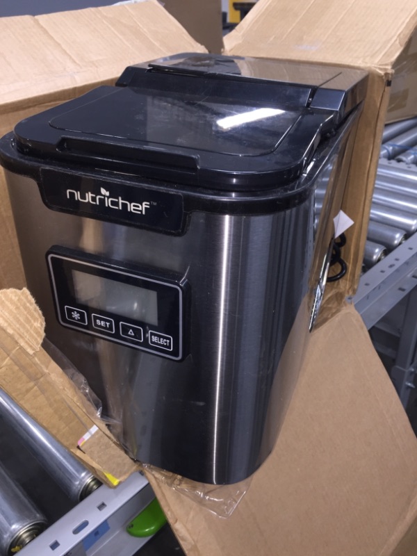 Photo 2 of **PARTS ONLY** Upgraded Digital Ice Maker Machine - Portable Stainless Steel, Stain Resistant Countertop w/Built-In Freezer, Over-Sized Ice Bucket Ice Machine w/Easy-Touch Buttons, Silver - NutriChef