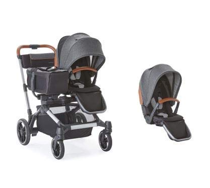 Photo 1 of Contours Element Side-by-Side Single-to-Double Stroller with 2 Seats and Tote, Storm Grey
