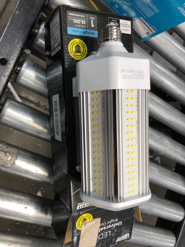 Photo 2 of Feit Electric
500-Watt Equivalent Corn Cob E26 with E39 Mogul Adapter High Lumen HID Utility LED Light Bulb Daylight (5000K) (1-Bulb)