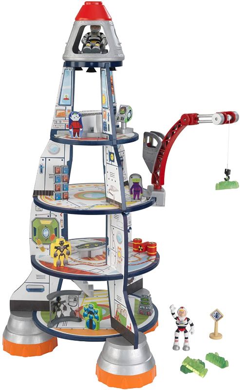 Photo 1 of *USED*
*SEE last pictures for damage*
KidKraft Wooden 3-Section Rocket Ship Play Set with Moving Crane, Astronauts, Aliens and Robots, Gift for Ages 3+
