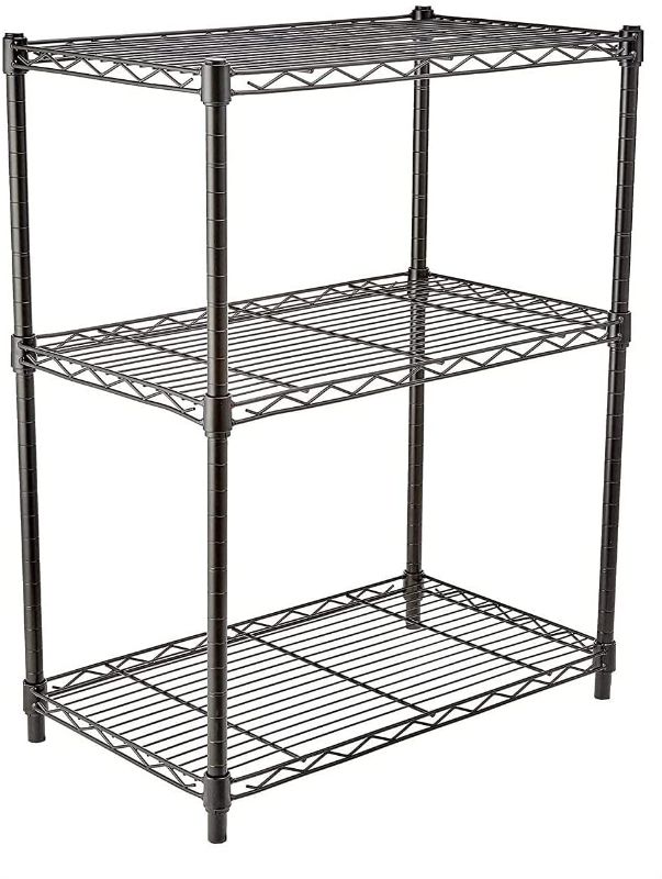 Photo 1 of *USED*
Amazon Basics 3-Shelf Adjustable, Heavy Duty Storage Shelving Unit (250 lbs loading capacity per shelf), Steel Organizer Wire Rack, Black (23.3L x 13.4W x 30H)