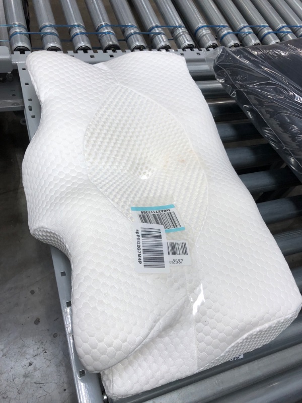 Photo 2 of *USED*
*dirty from shipping*
Elviros Cervical Memory Foam Pillow, Standard 21.2L x 13W x (3.54"-4.3")H