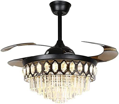 Photo 1 of 42" Modern Ceiling Fan with Light Crystal Black Chandelier
