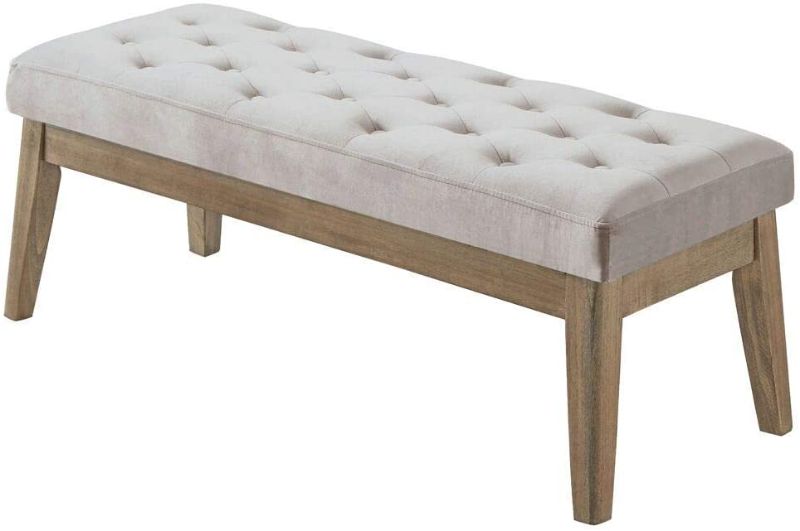 Photo 1 of 24KF Velvet Upholstered Tufted Bench with Solid Wood Leg,Ottoman with Padded Seat-Taupe