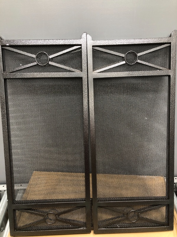 Photo 2 of Pleasant Hearth 54-in Vintage Iron Steel 3-Panel Craftsman Fireplace Screen