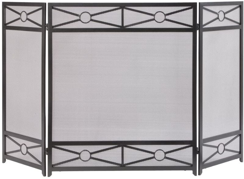 Photo 1 of Pleasant Hearth 54-in Vintage Iron Steel 3-Panel Craftsman Fireplace Screen