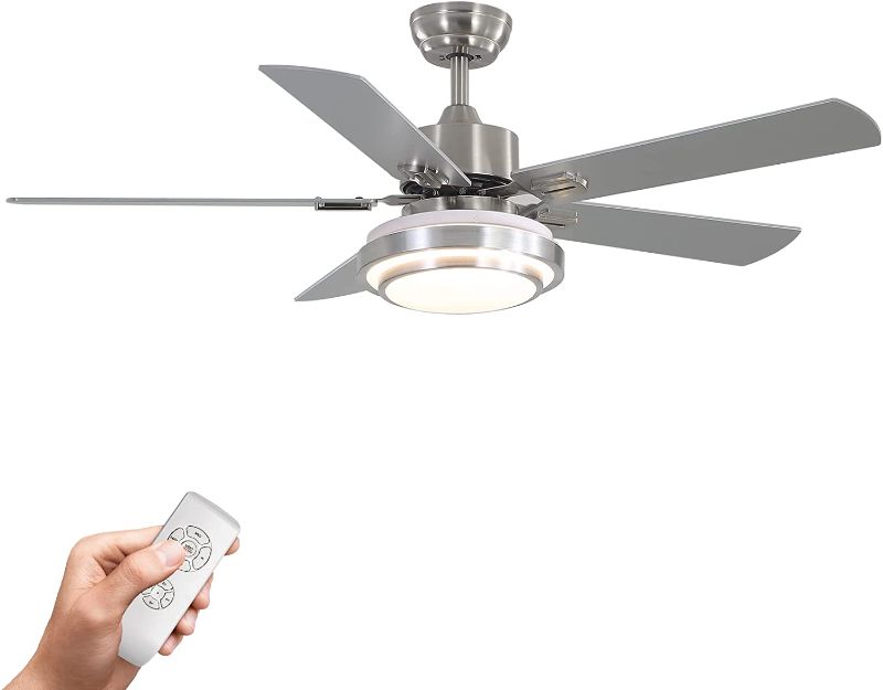 Photo 1 of ***PARTS ONLY*** 52 in. Brushed Nickel LED Indoor Ceiling Fan with Light and Remote Reversible, Dimmable, Speed Adjustable

