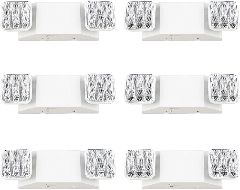 Photo 1 of Sunco Lighting Emergency Lights, Commercial Emergency LED Flood Lights for Power Outages, Backup Battery (180 Minutes), Wall Mount, Hard Wired, 120-277V, Fire Resistant (UL 94V-0) 6 Pack
