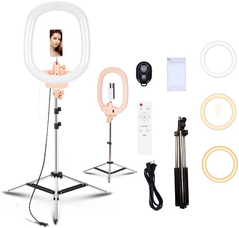 Photo 1 of 
20 Inch Ring Light Kit,with Three Pounds 54inch Light Stand,Hot Shoe Adapter,10Meters Remote Control , Tablet Holder,for Photo Studio Lighting Portrait...
