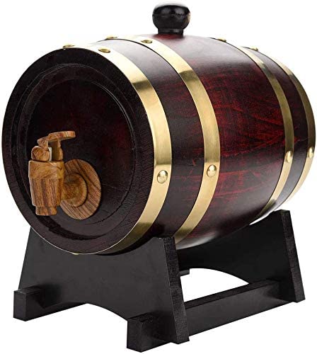 Photo 1 of **SMALL** Wine Barrel, Vintage Wood Oak Timber Wine Barrel Dispenser Whiskey Barrel Dispenser Home Wine Bucket Whiskey Barrel for Storing Whiskey Beer Wine Bourbon Tequila Rum Hot Sauce DIY Your Taste
