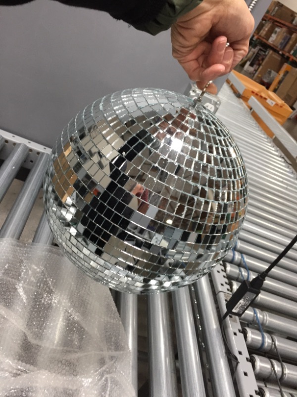 Photo 2 of **SOME GLASS PIECES ARE CHIPPED AND MISSING**
NuLink 12" Disco Light Mirror Ball with Hanging Ring
