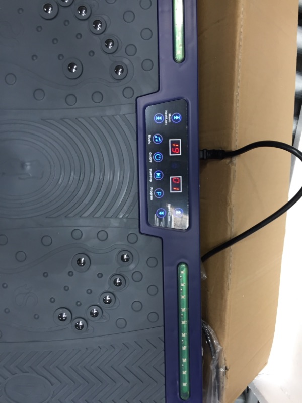 Photo 2 of **PLATE HAS MINOR CRACK**
RINKMO Vibration Plate Exercise Machine, Whole Body Workout Vibration Fitness Platform with Loop Bands LED Light Speaker, Home Fitness Training Equipment for Weight Loss Blue
