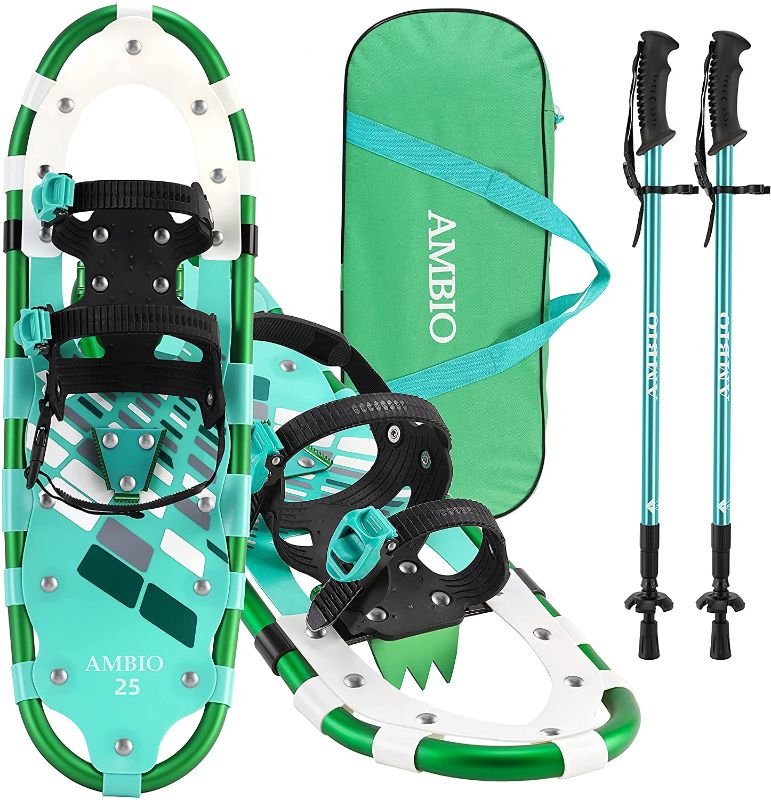 Photo 1 of (SIZE: 21)
Ambio Xtreme Light Weight Snowshoes Set for Adults Men Women Youth Kids, Aluminum Alloy Terrain Snow Shoes with Trekking Poles and Carrying Tote Bag
