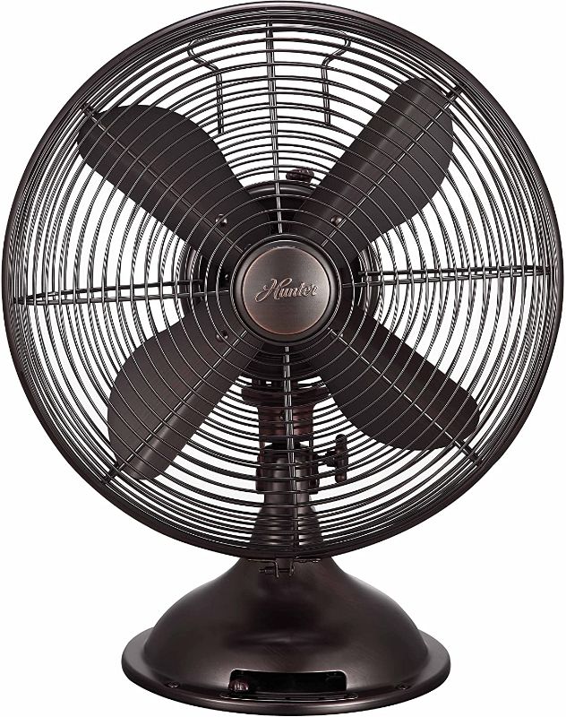 Photo 1 of **DOES NOT TURN ON**
HUNTER Retro Table Fan, 12", Onyx Copper
