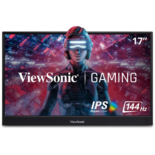 Photo 1 of ViewSonic VX1755 17 Inch 1080p Portable IPS Gaming Monitor with 144Hz, AMD FreeSync Premium, 2 Way Powered 60W USB C, Mini HDMI, and Built in Stand with Cover for Home and Esports
