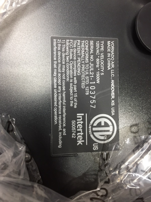 Photo 1 of Vornado Velocity 5 Whole Room 1500-Watt 5118 BTU Electric Space Fan Heater Furnace, Auto Control, Advanced Safety, Black
